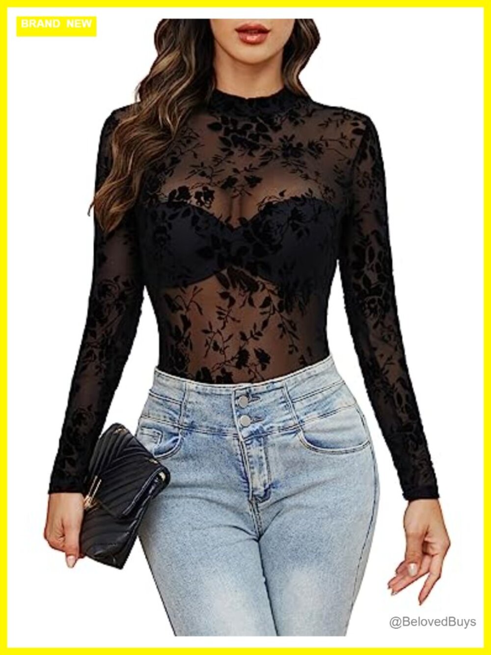 Women's Mesh Top Long Sleeve See Through Sheer Blouse Clubwear